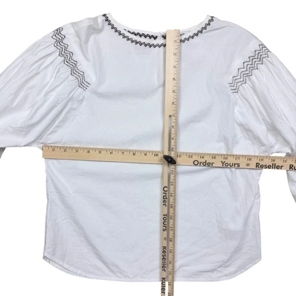 NWT Madewell‎ Women's Embroidered Poplin Balloon-Sleeve Top Small Boho